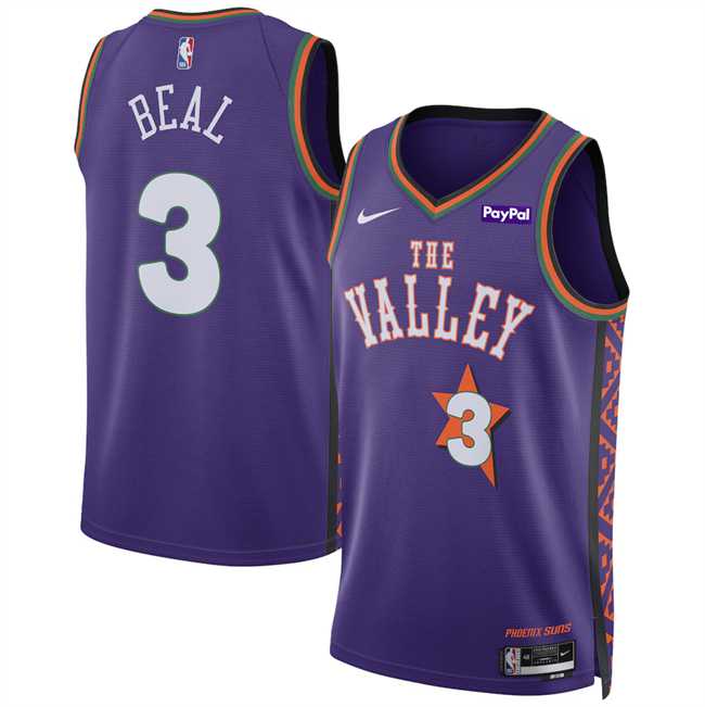 Mens Phoenix Suns #3 Bradley Beal Purple 2024-25 City Edition Stitched Jersey Dzhi